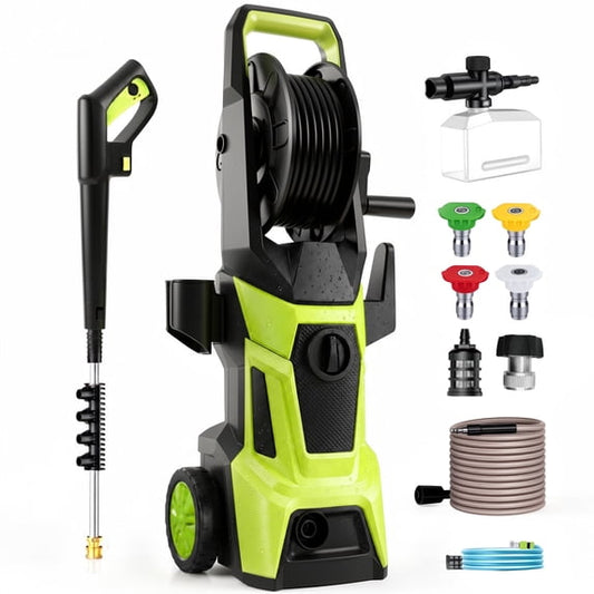 OHHANI Electric Pressure Washer, 2030 PSI Max, 2.4 GPM, 6ft Inlet Hose, 32ft Outlet Hose & Power Cord, 4 Nozzles & Foam Cannon for Car, Patio, Driveway
