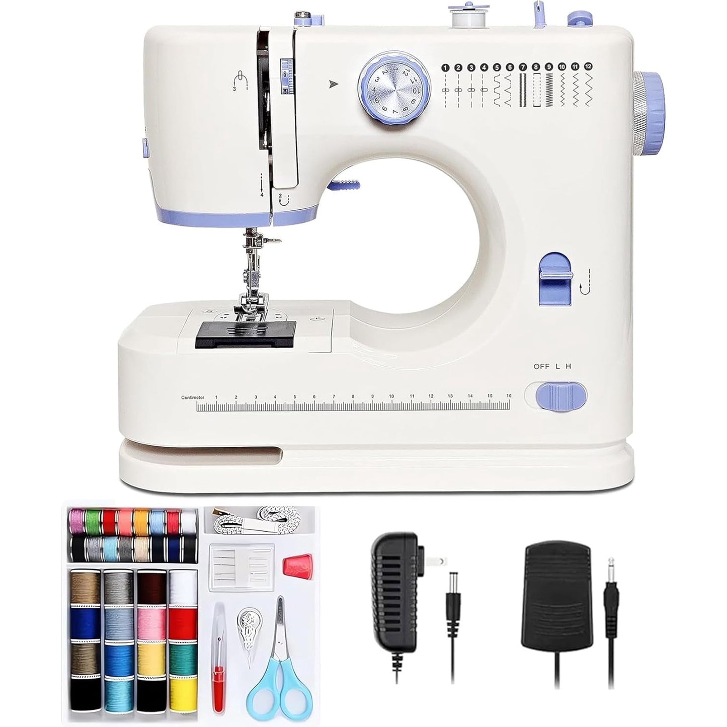 OHHANI Mini Sewing Machine with Electric Foot Pedal Dual Mode, Dual Speed, Automatic Winding, LED Thread Trimmer, Portable, Work Box, Suitable for Beginners, Home Repair, Handicraft