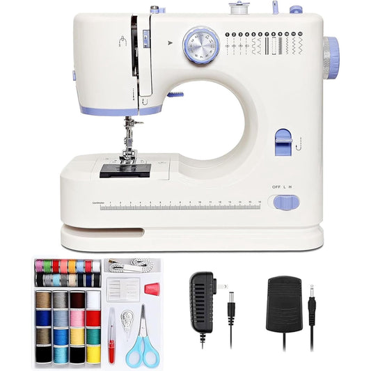 OHHANI Mini Sewing Machine with Electric Foot Pedal Dual Mode, Dual Speed, Automatic Winding, LED Thread Trimmer, Portable, Work Box, Suitable for Beginners, Home Repair, Handicraft