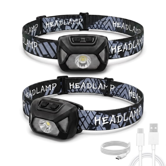 OHHANI Rechargeable LED Headlamp 2 Pack USB C Charging Waterproof 6 Modes for Camping Hiking