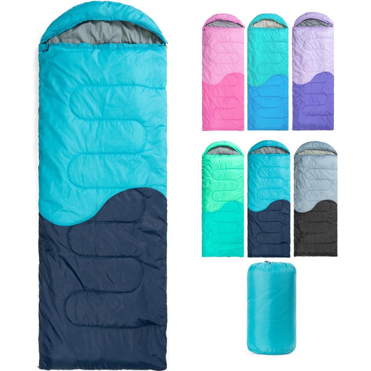 OHHANI Sleeping Bag for Adults Lightweight Backpacking, Comfort 40°F to 77°F, 87" x 30" Suitable for Camping, Hiking, Travel, Black