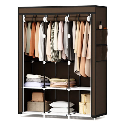 Riousery Portable Closet, 51 Inch Wardrobe Closet for Hanging Clothes 6 Storage Organizer Shelves, Brown