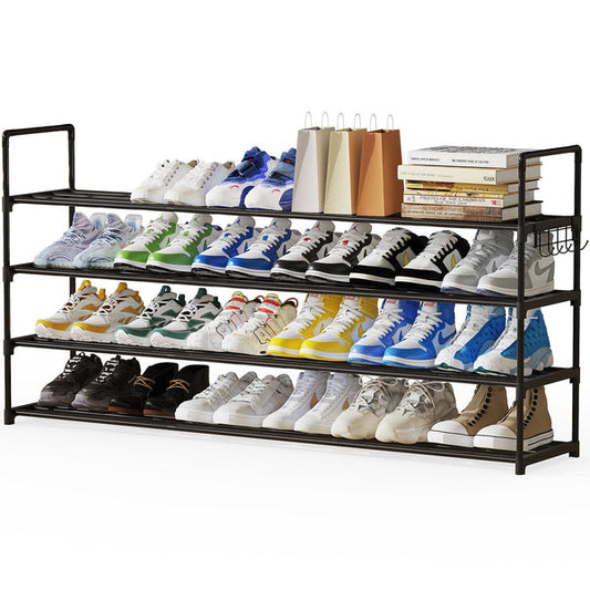 Riousery 4-Tier Stackable Shoe Rack, Expandable & Adjustable Shoe Organizer Storage Shelf