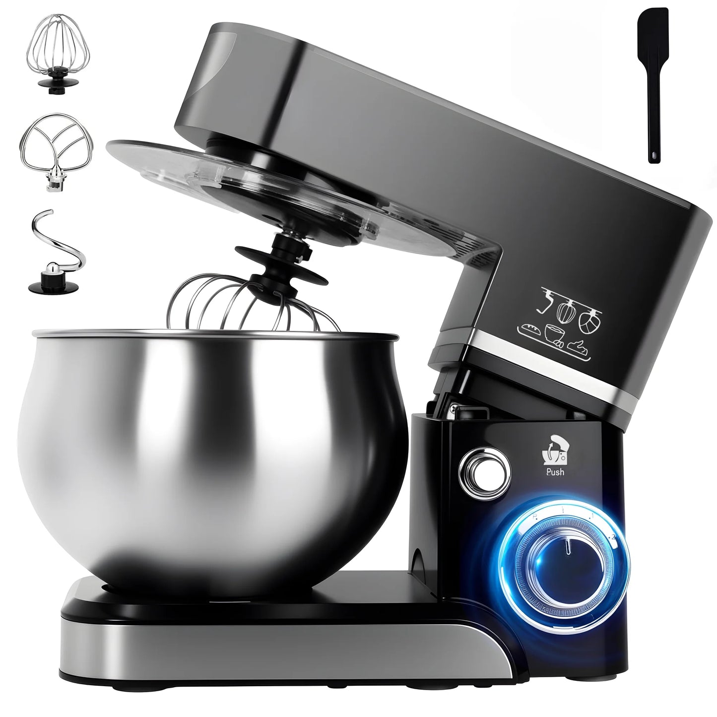 Casualife Stand Mixer,6.5-QT 6-Speed Tilt-Head Food Mixer, Kitchen Electric Mixer with Dough Hook, Wire Whip & Beater