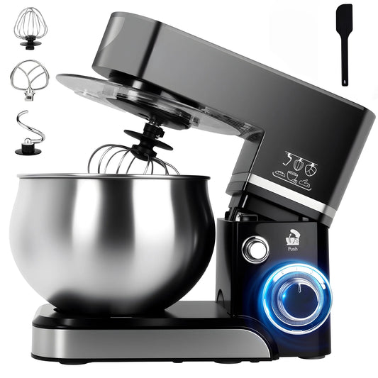 Casualife Stand Mixer,6.5-QT 6-Speed Tilt-Head Food Mixer, Kitchen Electric Mixer with Dough Hook, Wire Whip & Beater