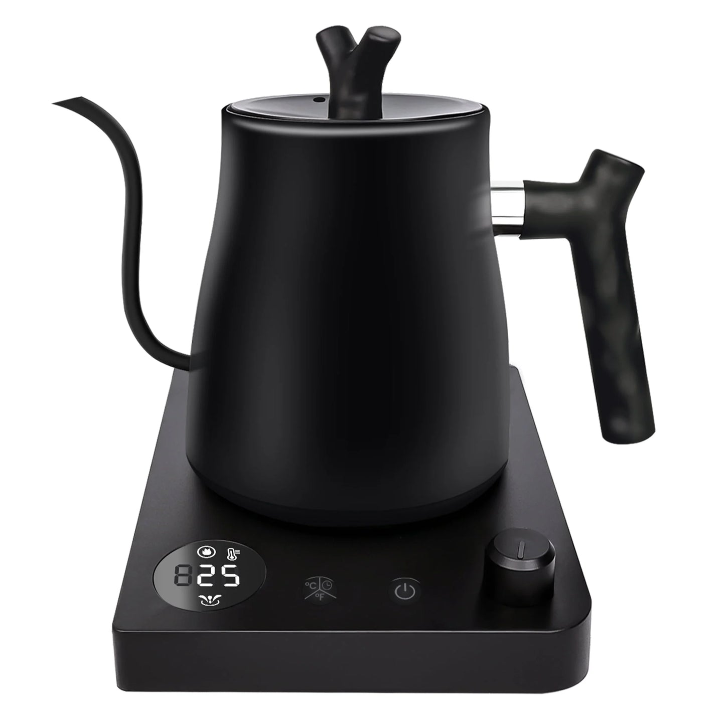 Casualife Gooseneck Electric Kettle, 28Oz Pour Over with Temp Control, 1200W Fast Boil, 36-Hour Timer, Stopwatch, Matte Black
