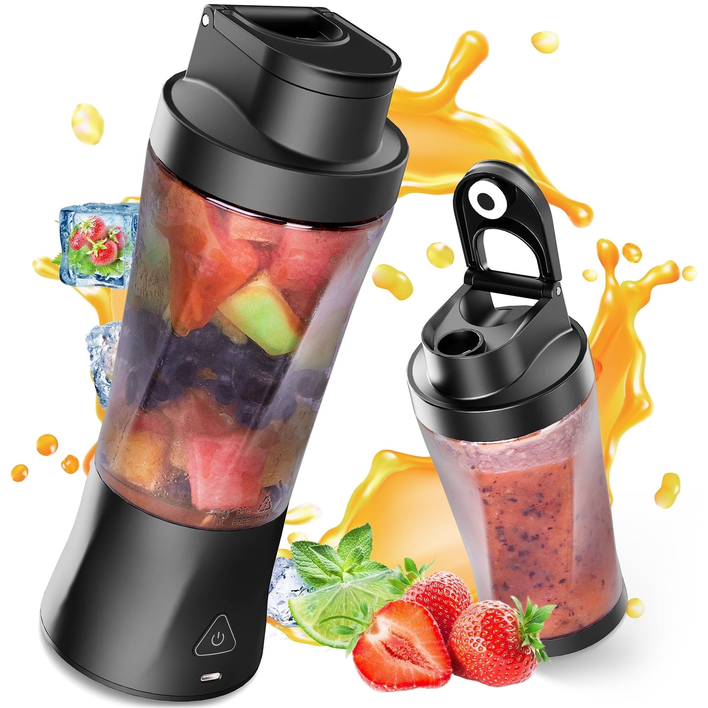 Suodoka Fit Compact Personal Blender, 24 Oz Portable Blender for Smoothies, Shakes, Cordless Powerful Blending, with Leakproof-Lid