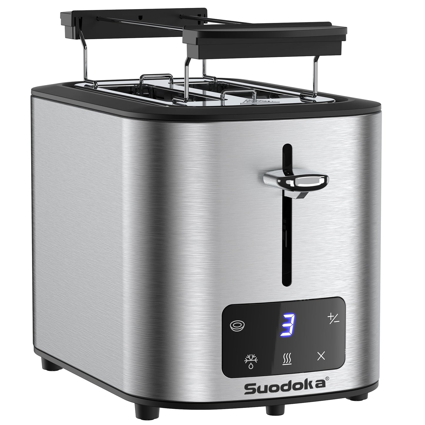 Suodoka Toaster 2 Slice Wide Slots, Touchscreen 6 Shade Settings,Bagel Defrost Reheat Cancel New