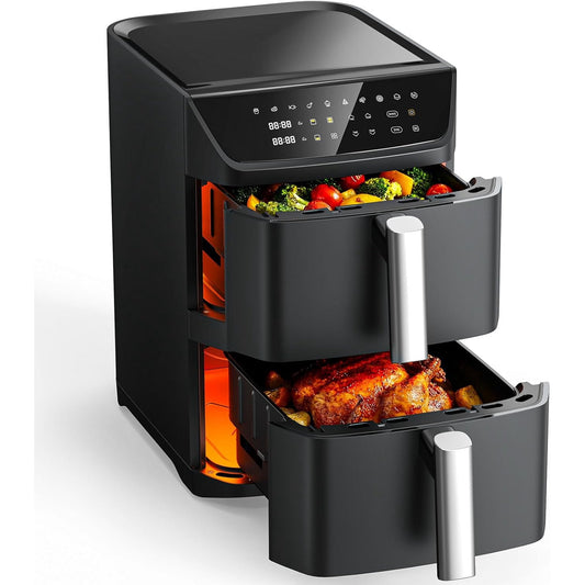 WEENEED 6-Qt Digital Air Fryer, 8-in-1 Touchscreen Air Fryer Oven with 1500W, Nonstick Basket and Crisper Tray, Black