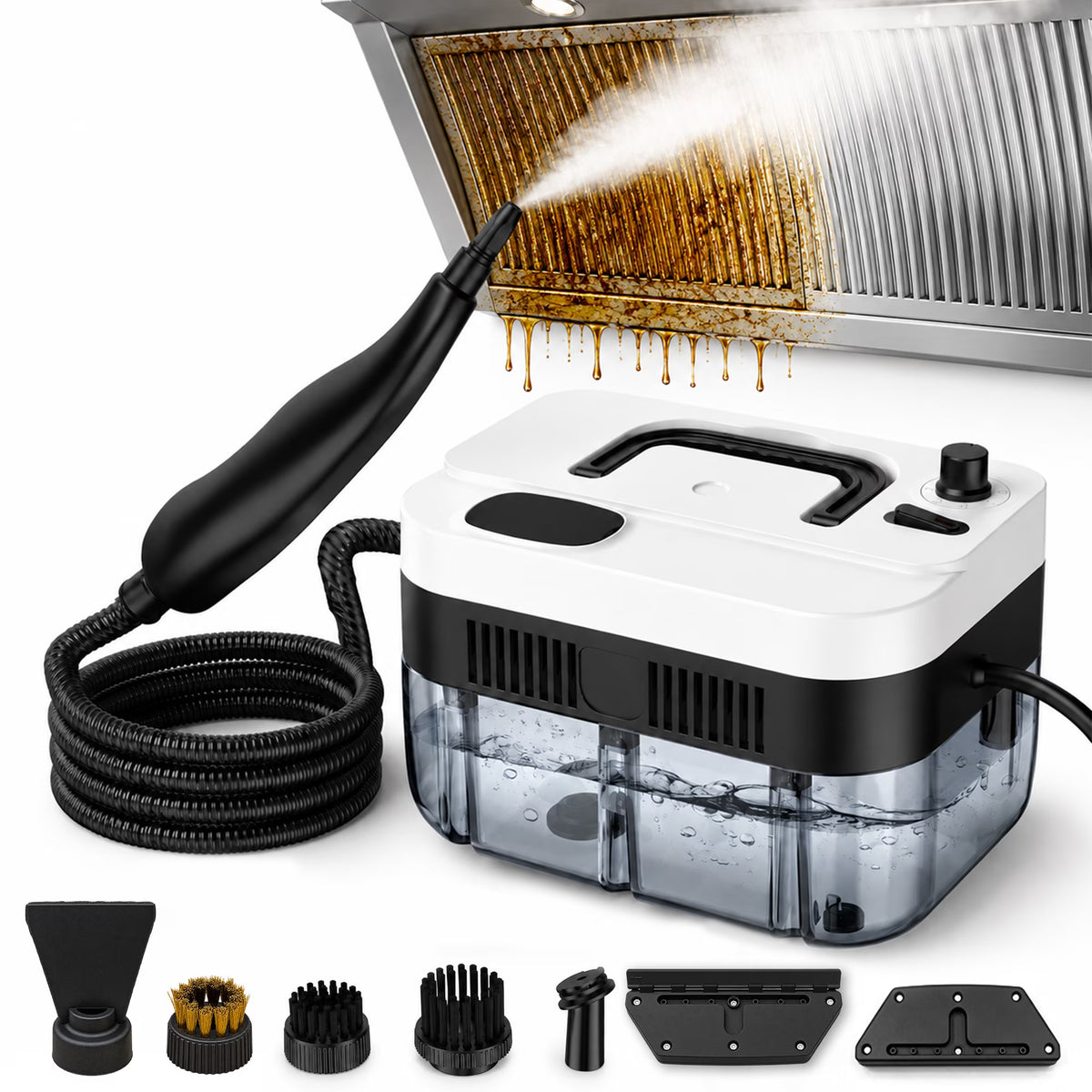 WZAUJKL 221 Degrees High Temp Steam Cleaner, Handheld Steam Cleaner Set with Brushes, White, 9-Piece