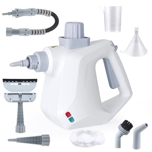 WZAUJKL Handheld Steam Cleaner, 1000W Multi-Surface Cleaner with 9 Accessories, Compact Design, White