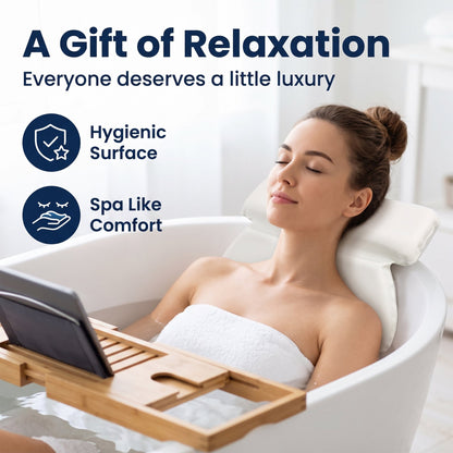 ZNQPLF Foldable Bath Pillows for Tub with 7 Suction Cups, Neck & Back Support Waterproof Bathtub Tub Pillow, White