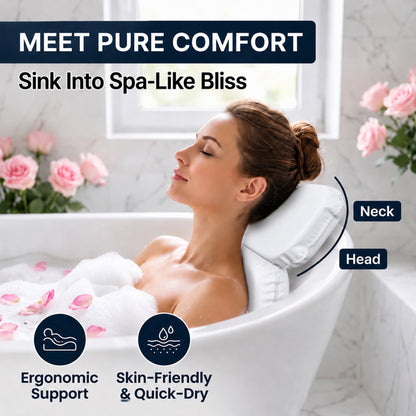 ZNQPLF Foldable Bath Pillows for Tub with 7 Suction Cups, Neck & Back Support Waterproof Bathtub Tub Pillow, White