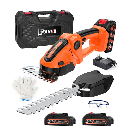 YAHHU Cordless Hedge Trimmer, 2 in 1 Handheld Electric Grass Trimmer , Trimmer for Bush,Tree, Garden, Patio and Lawn