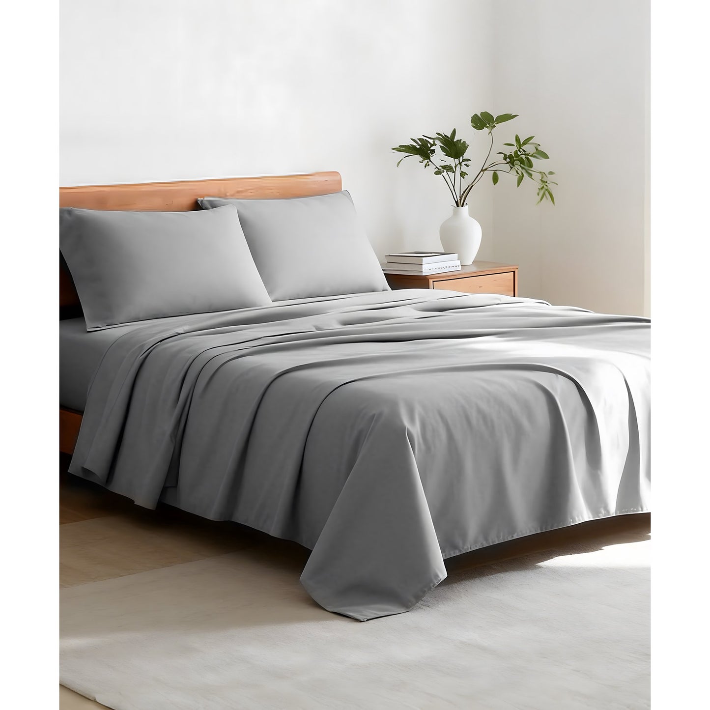 YGXNEWER Full Size 4 Piece Sheet Set, Comfy Breathable Cooling Bed Sheets Set, Hotel Luxury Bedding, Deep Pockets, Ultra-Soft, Wrinkle Free, Grey