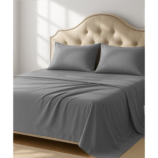 YGXNEWER King Size 4 Piece Sheet Set, Comfy Breathable Cooling Bed Sheets Set, Hotel Luxury Bedding, Deep Pockets, Ultra-Soft, Wrinkle Free, Grey