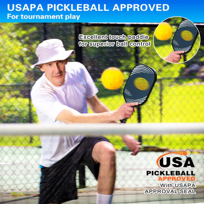 NFTIGB Pickleball Paddles Set with 4 Pickle Balls, Lightweight, Fiberglass Surface, USAPA Approved