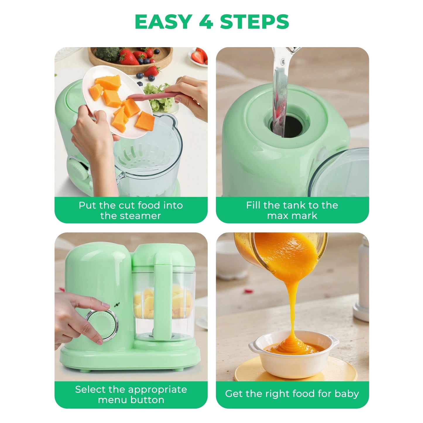 Granlass Baby Food Maker with Steam Basket, Steamer Puree Blender Grinder Mills Machine for Healthy Homemade