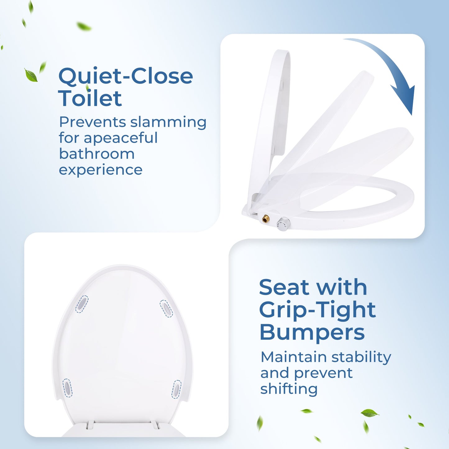 Hodvit Non-Electric Toilet Seat Bidet Seat with Self Cleaning Dual Nozzles Natural Water Spray, White