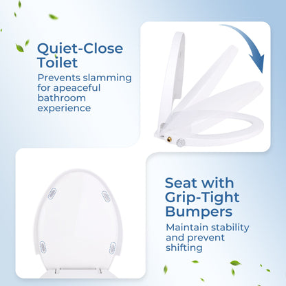 Hodvit Non-Electric Toilet Seat Bidet Seat with Self Cleaning Dual Nozzles Natural Water Spray, White