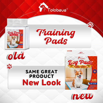 Tolobeve Puppy Pads Training Pads, Large, 22 in x 22 in, 100 Count Disposable Dog Pee Pet Pads