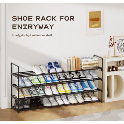 Riousery 4-Tier Stackable Shoe Rack, Expandable & Adjustable Shoe Organizer Storage Shelf