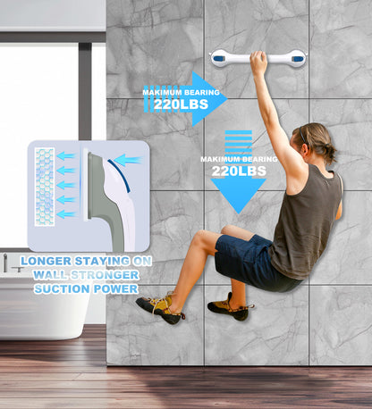 Hodvit 2 Piece 16" Shower Grab Bar, Glow-in-the-Dark Shower Handle with Power Suction Cup Grip for Seniors, Weight Capacity 200 lbs,New