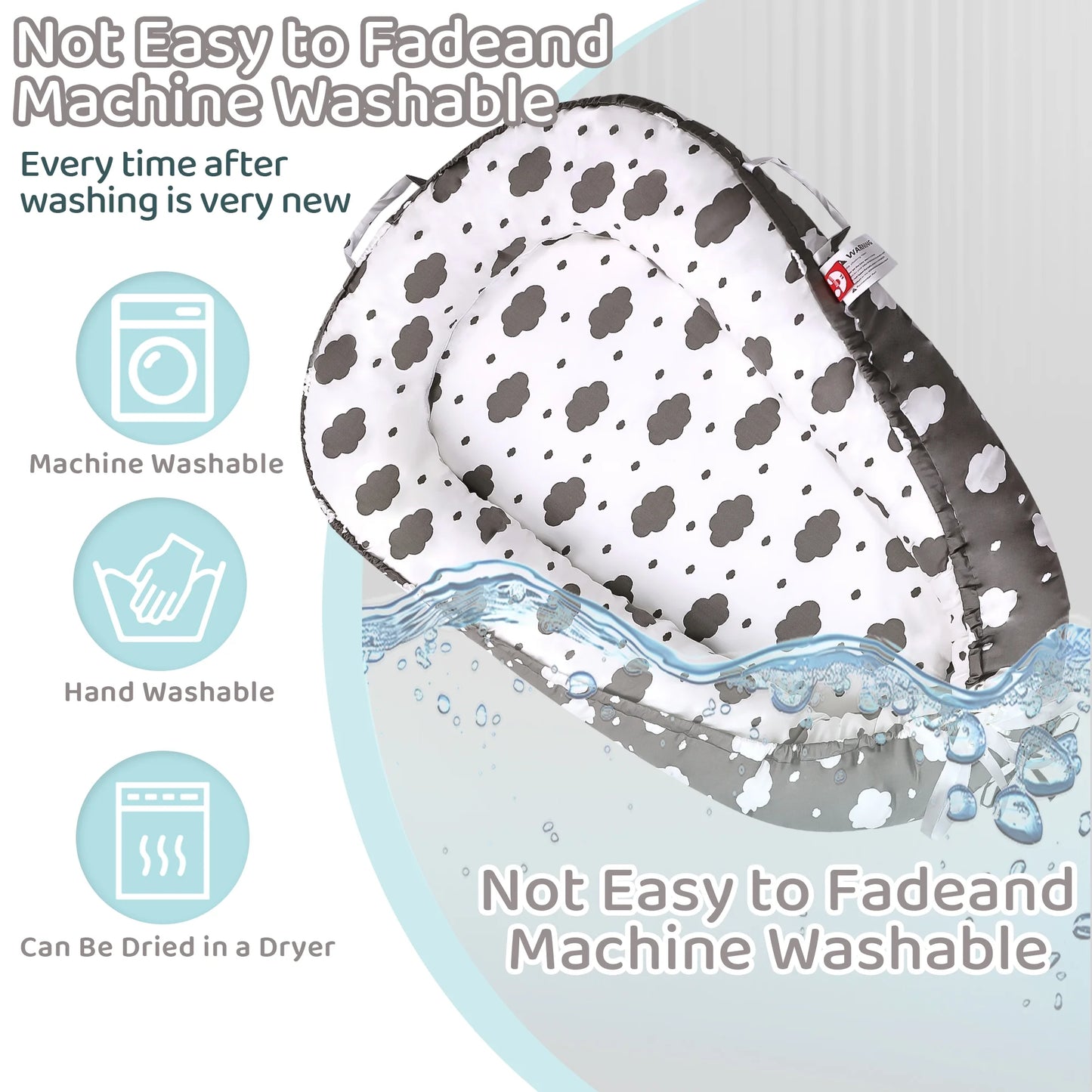 Rupoun Baby Lounger for Newborn Boys and Girls, Portable Infant Nest, Gray