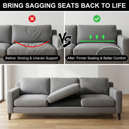 Riousery Sofa Cushion Support, 20" x 20" Sagging Seat Support Insert, 50D High-Density Foam, Black Curved Cushion Saver, 3 Pack