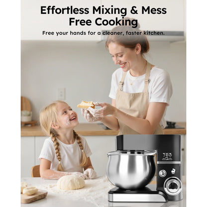 Casualife Stand Mixer,6.5-QT 6-Speed Tilt-Head Food Mixer, Kitchen Electric Mixer with Dough Hook, Wire Whip & Beater