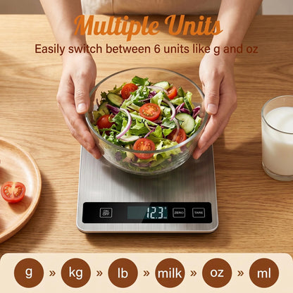 M Buder 33lb Digital Kitchen Scale, 6 Units High Precision Food Scale with LCD Display for Meal Prep, Baking, Cooking