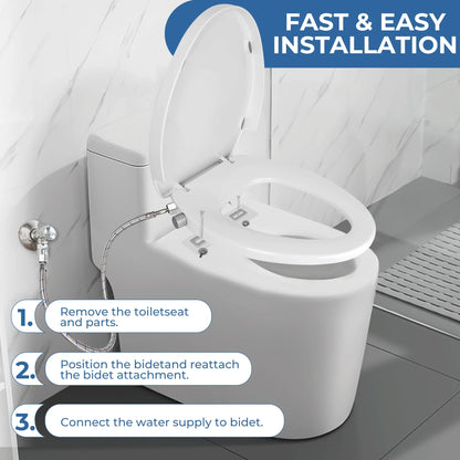 Hodvit Non-Electric Toilet Seat Bidet Seat with Self Cleaning Dual Nozzles Natural Water Spray, White