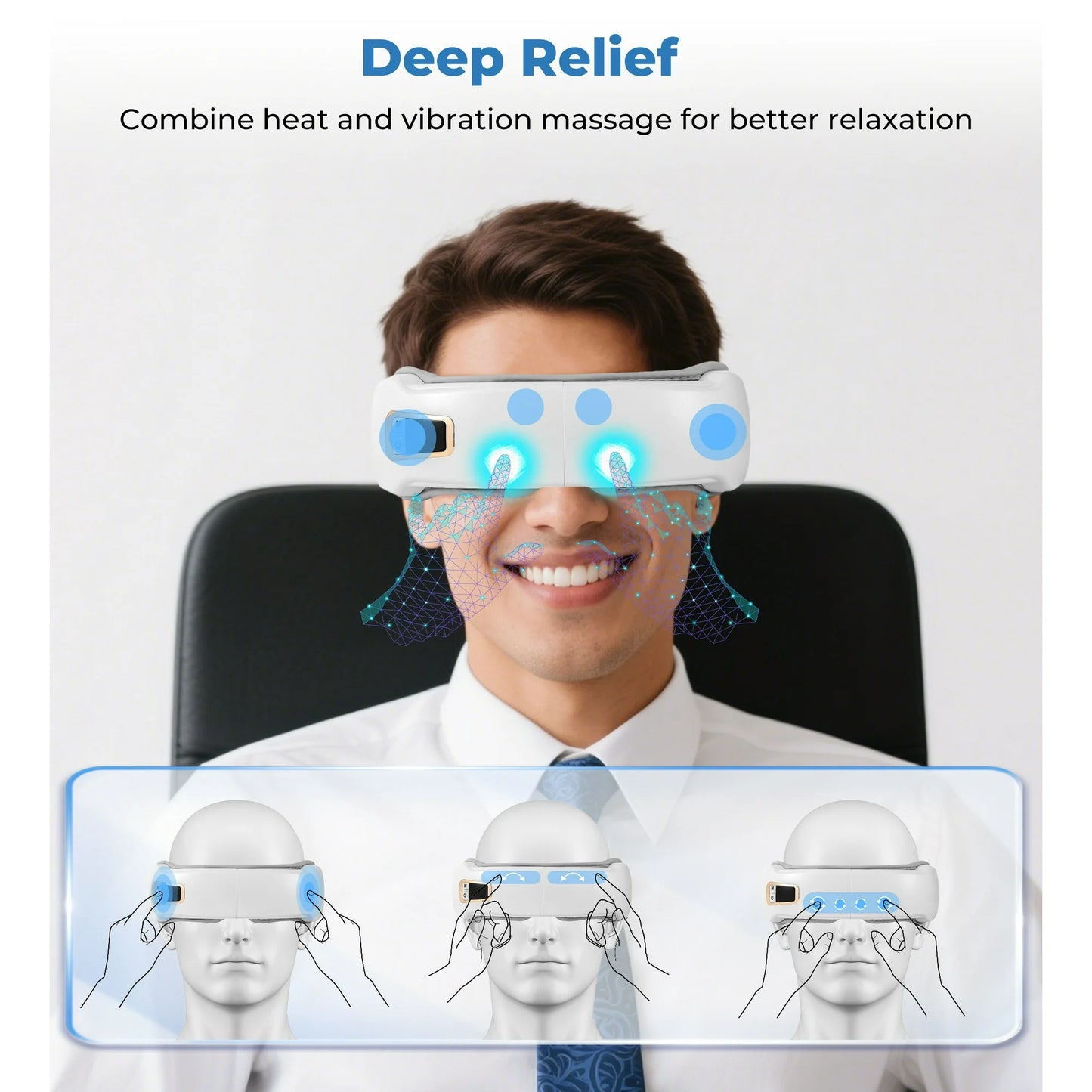 BOKYAN Eye Massager with Air Compression for Eye Relax Care, Heated Eye Mask with Bluetooth Music, Fathers Day Birthday Gifts for Mom Dad Women Men