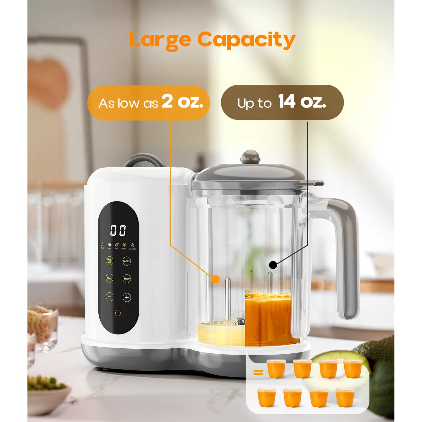 Rupoun Baby Food Maker and Steamer, Blender and Puree Maker, Gift for Healthy Homemade, Child, Infant, Toddler, White