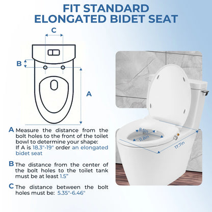 Hodvit Non-Electric Toilet Seat Bidet Seat with Self Cleaning Dual Nozzles Natural Water Spray, White