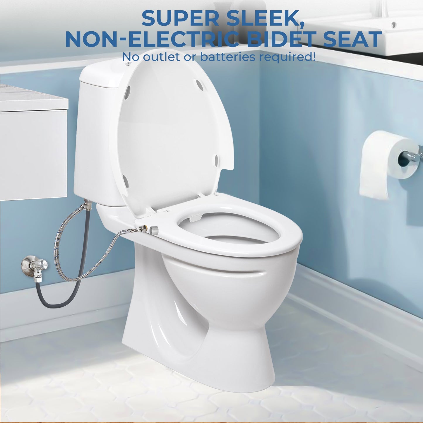 Hodvit Non-Electric Toilet Seat Bidet Seat with Self Cleaning Dual Nozzles Natural Water Spray, White