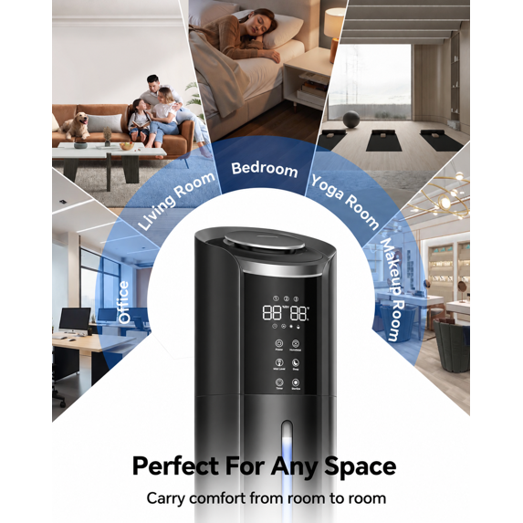Cool Mist Air Humidifiers for Large Room Bedroom, Top-Fill Tank, Auto Mode, Aroma Box