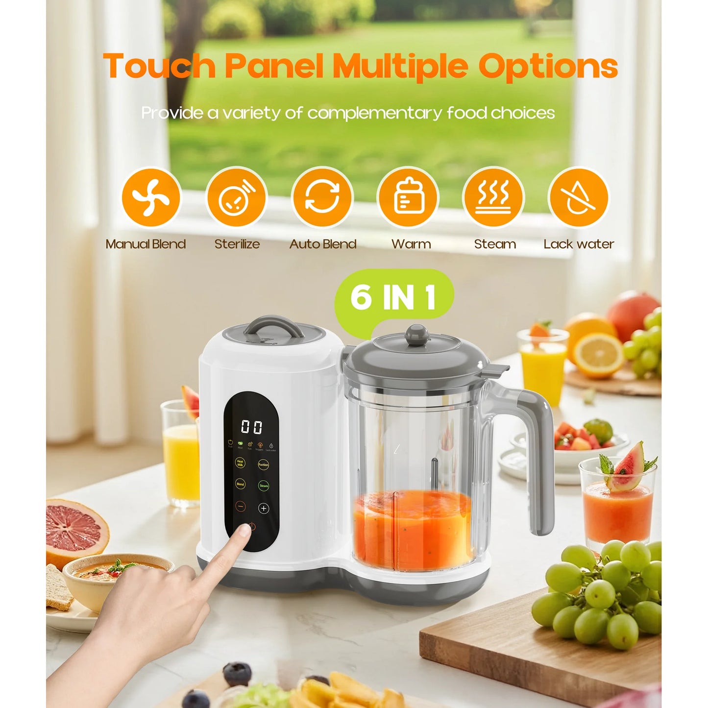 Rupoun Baby Food Maker and Steamer, Blender and Puree Maker, Gift for Healthy Homemade, Child, Infant, Toddler, White