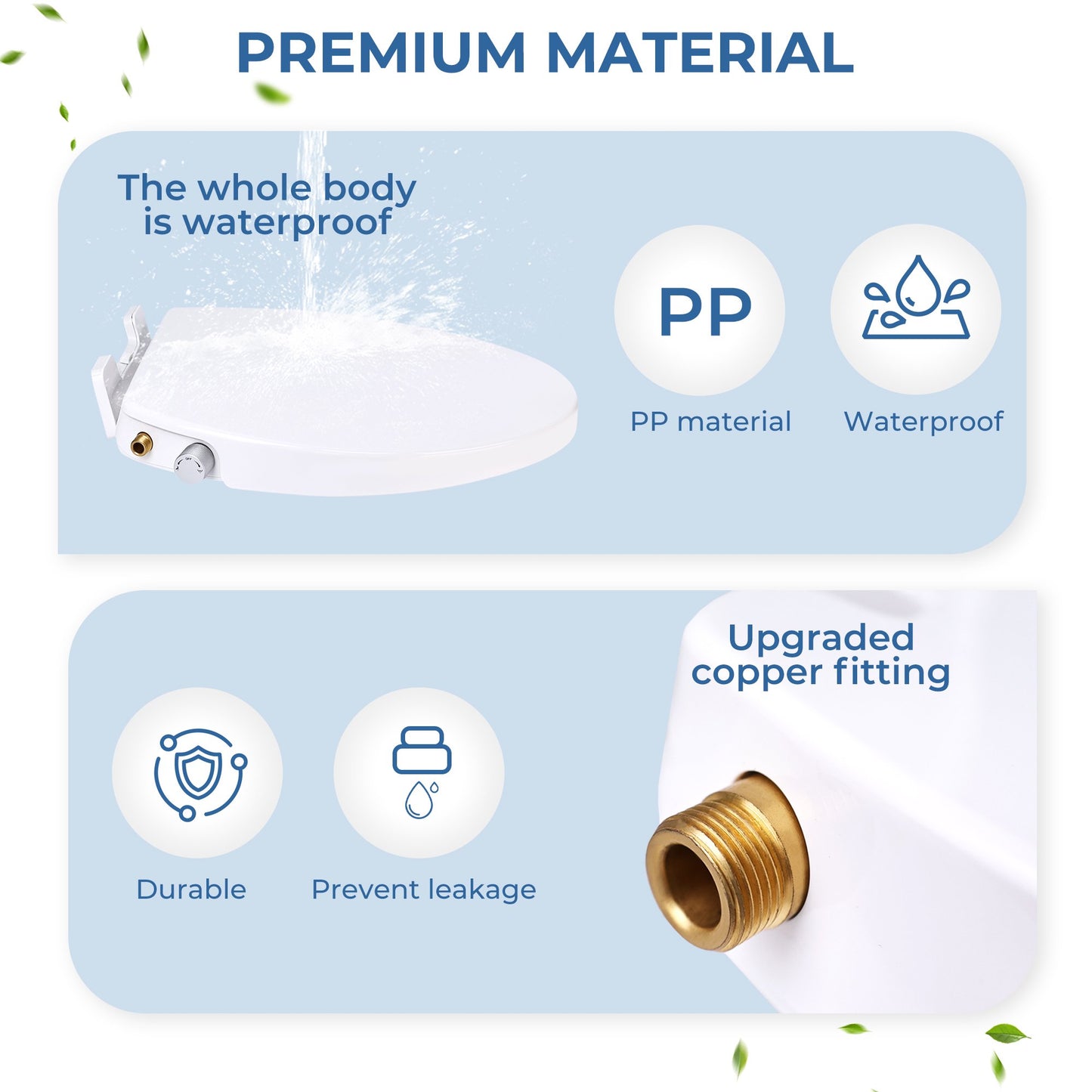 Hodvit Non-Electric Toilet Seat Bidet Seat with Self Cleaning Dual Nozzles Natural Water Spray, White