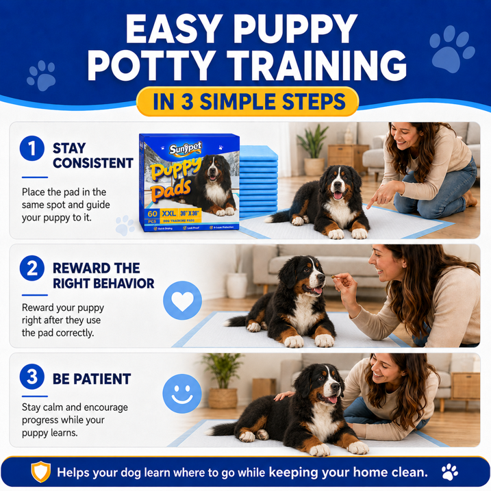 Sunypet Puppy Pads Disposable Dog Potty Training Pads, Quick Dry, Ultra Absorbent, XXL 36" x 36", 60ct