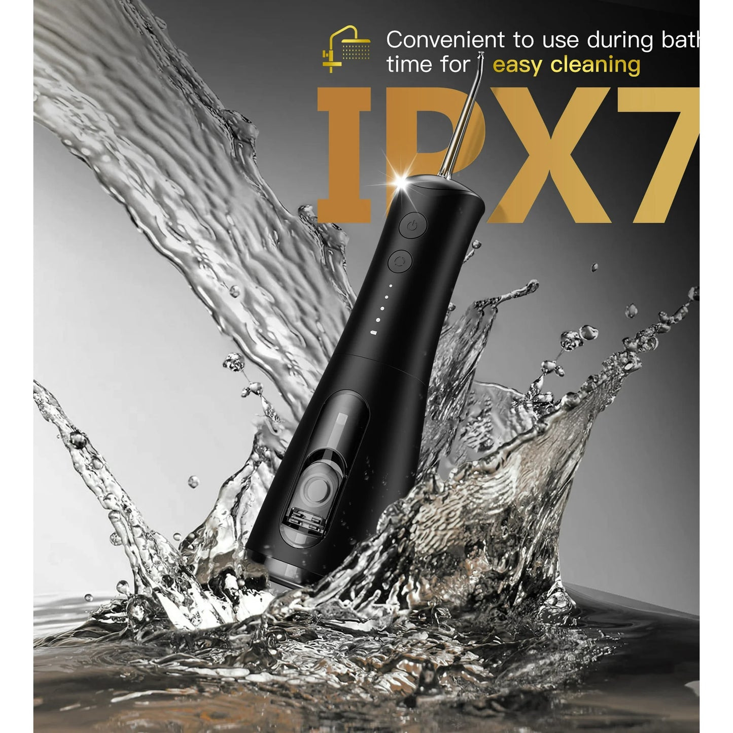 Bokyan Water Dental Flosser Pick for Teeth, 300ml Portable Oral Irrigator, Electric Flossing Cleaner, Black