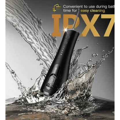 Bokyan Water Dental Flosser Pick for Teeth, 300ml Portable Oral Irrigator, Electric Flossing Cleaner, Black