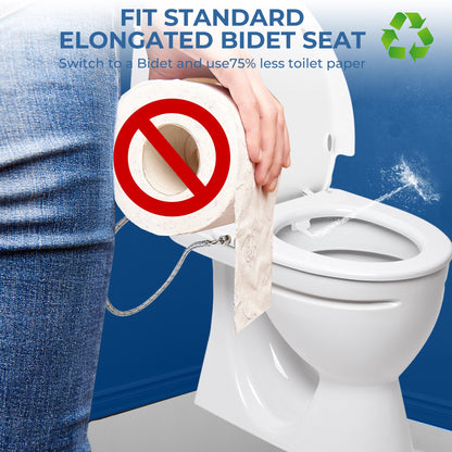 Hodvit Non-Electric Toilet Seat Bidet Seat with Self Cleaning Dual Nozzles Natural Water Spray, White