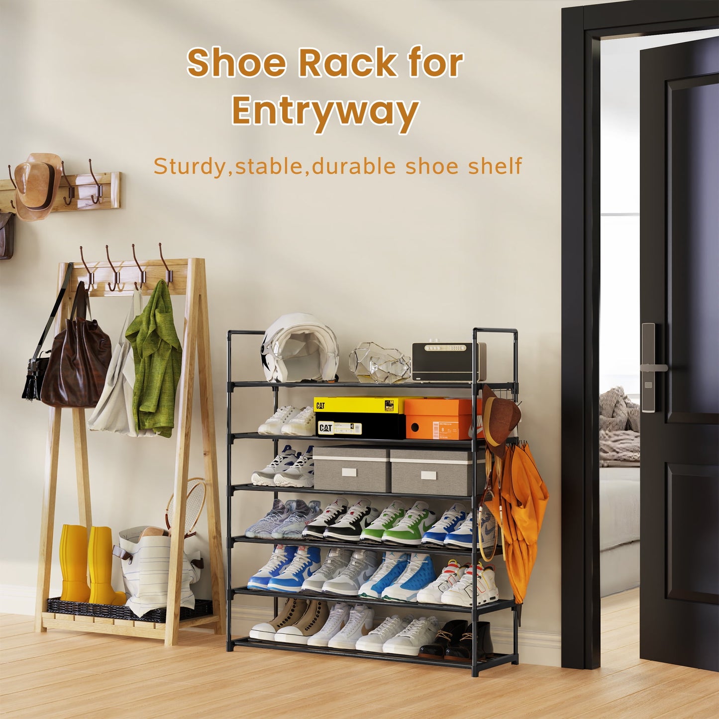 Riousery 6 Tiers Shoe Rack Shoe Storage Organizer for Entryway Closet, 38.4 Inch Length Stackable Shoe Shelf Hold up to 30-40 Pairs Shoes