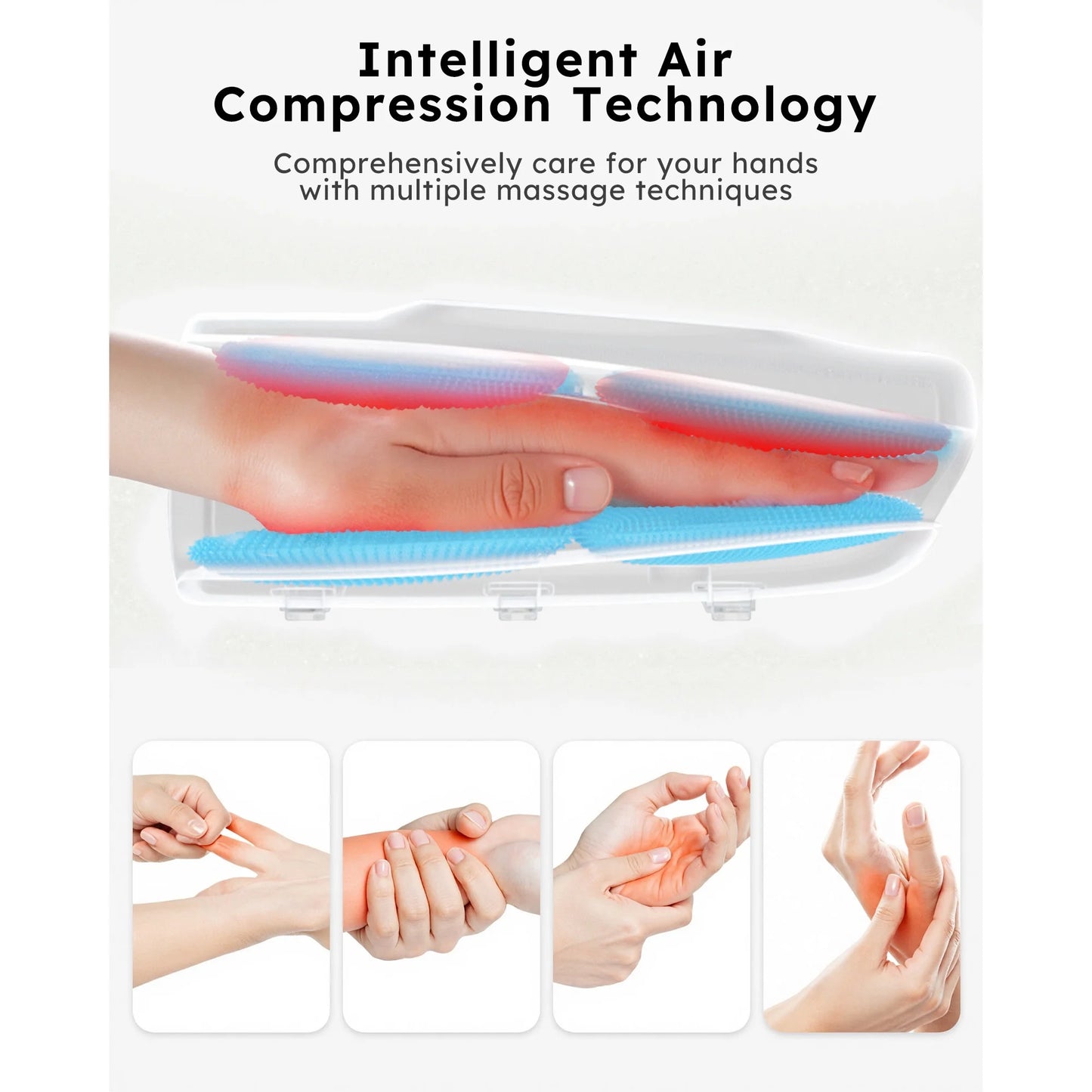 BOKYAN Cordless Hand Massager with Heat and Compression, Warming Massage for Finger and Palm Comfort, Ideal Gift