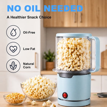 Casualife Hot Air Popcorn Maker, 1200W Oil-Free Popper with Dual-Purpose Serving Bowl, Compact Nesting Storage, Light Blue
