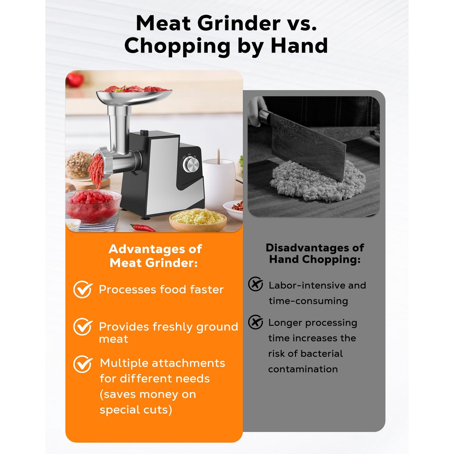 Casualife Electric Meat Grinder and Sausage Stuffer, 2000W Max, with 2 Blades, 3 Plates, Tubes and Kubbe Kit