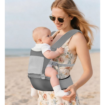 RUPOUN Baby Carrier with Hip Seat, Convertible 4-Position, Lightweight Cool Mesh, Unisex, Gray