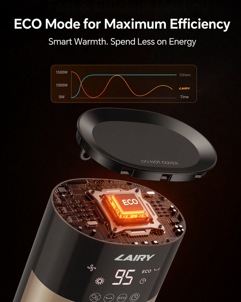 1500W Space Heater Large Room,24'' Electric Tower Heaters with Remote, Adjustable Thermostat, Black Gold