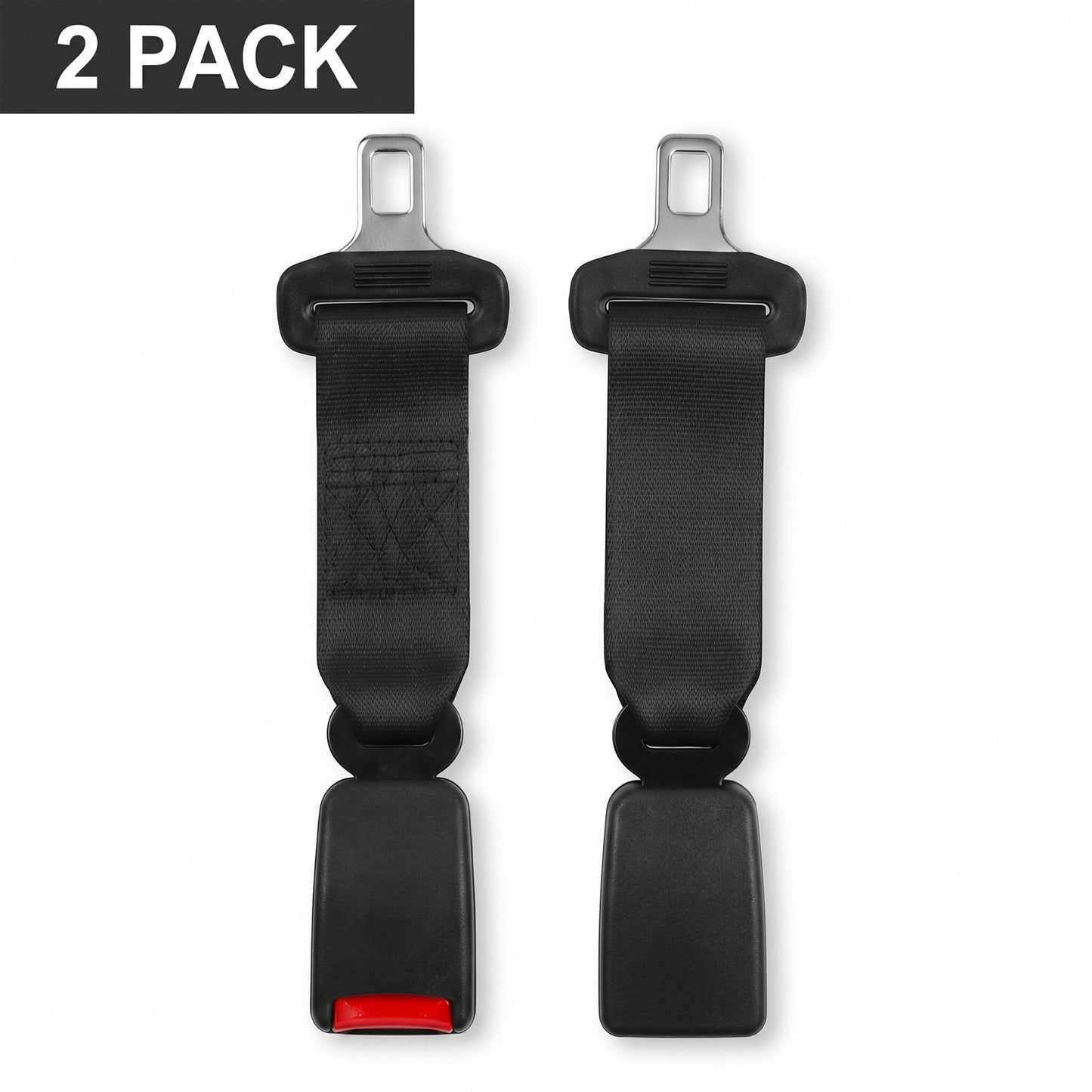 MORSUMA Car Seat Belt Extender, 9.61-inch Buckle Extension for 0.83-inch Tongue Width, Black, 2-Pack